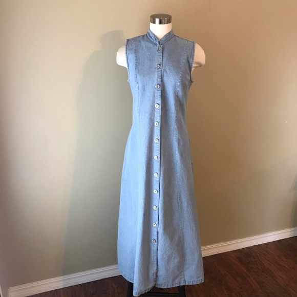 denim button down maxi dress